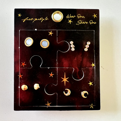 Free People Glücksbringer Ohrstecker Set - 4 Paar Ohrstecker. UVP 32£ Nagelneu.