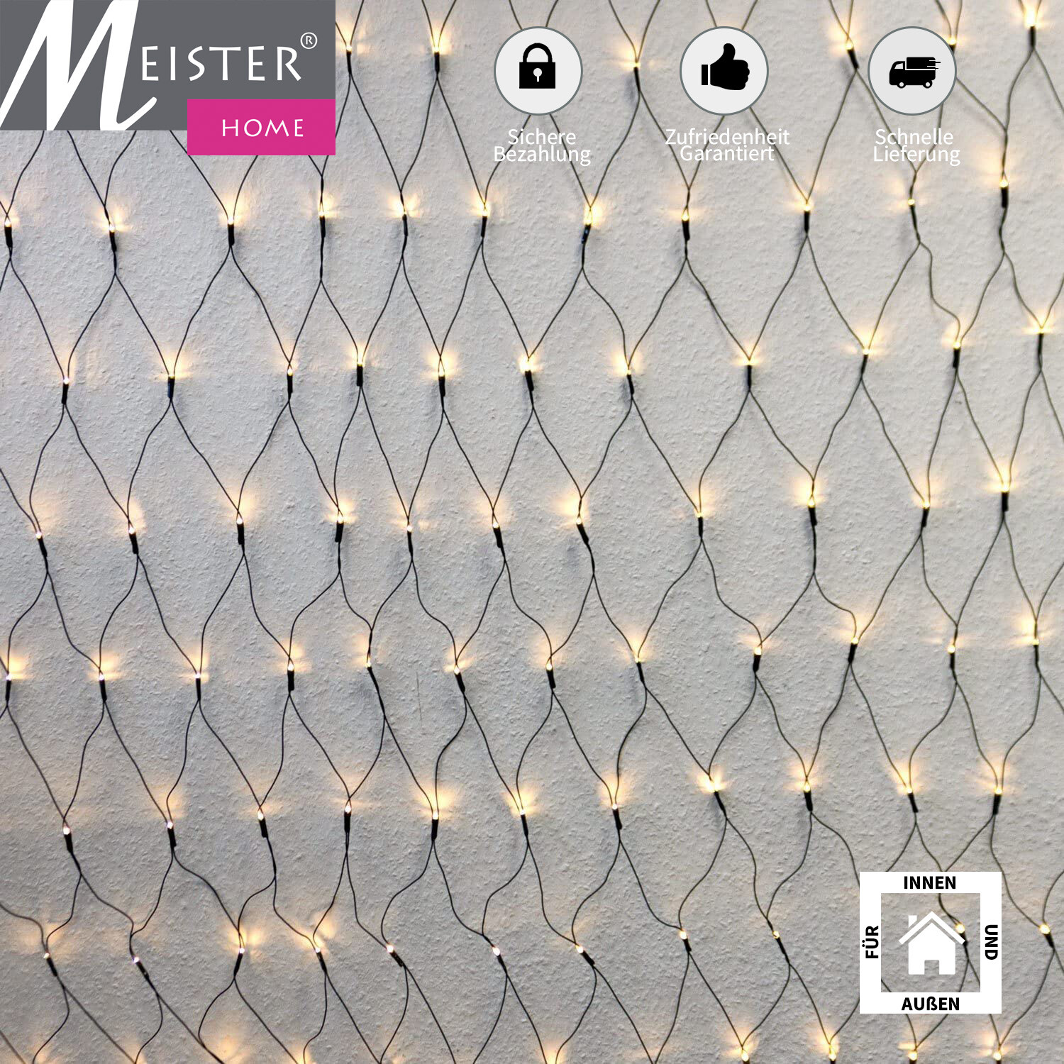 Meisterhome LED 240 LED Warmweiß 3x3m Außen und Innen