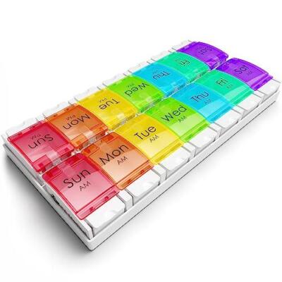 Wöchentliche Pillendose Organizer/Erinnerung für Medikamente Nahrungsergänzungsmittel, Vitamine, 7 Tage, 2