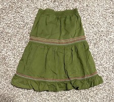    Girls' Cotton Tiered Skirt Olive Green Elastic Waistband Size Unknown