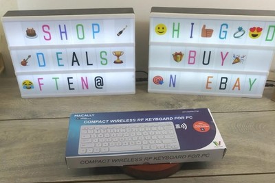 121223 White Rechargeable Macally 100-Key Compact Slim Wireless RF Keyboard
