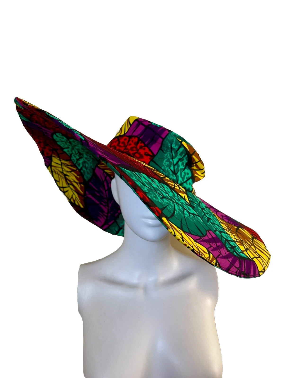 Sun Hat Wide Brim African Foldable Breathable fabric summer hats for women beach