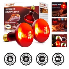 Durable 150W Infrared Heat Emitters - 2-Pack Red Heat Bulbs for Reptile Comfort