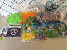 Huge Lot Kit Perler Fuse Beads pegboards shapes patterns Glow Dark Skull Stripe