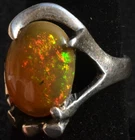 MEXICAN NATURAL MATRIX FIRE OPAL 925 SILVER RING Sz 7 TAXCO JEWELRY ~ VIDEO
