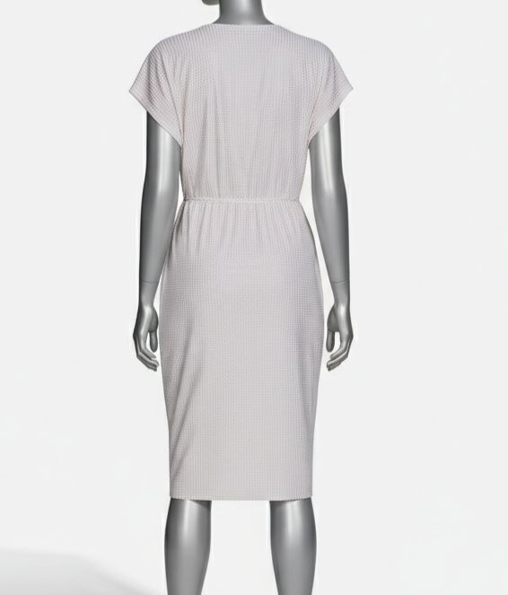 Calvin Klein Women's White Metallic-Dot Twisted Front Midi Sheath Dress Size 2 thumbnail 2