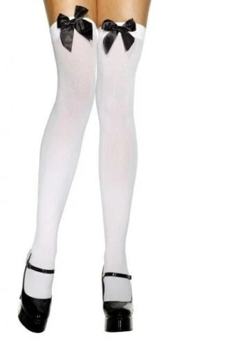 Damas Sobre la Rodilla Sostener Medias Calcetines Hasta el Muslo Con Lazos Vestido Elegante. Foto 3 de 4