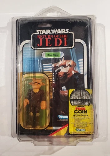 Vintage 1983 Star Wars ROTJ REE-YEE Figure 65 Back with Coin Offer Carded