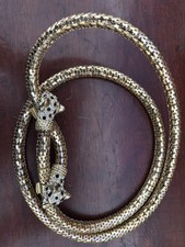 Vtg 70s Whiting  Davis Gold Mesh 2 head Cheetah Belt necklace 39  free shipping