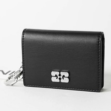 GANNI Women's Card Case A6395 BLACK 099 with Card Holder and Key Ring Black