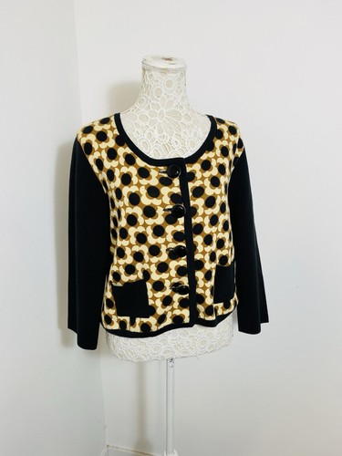 Orla Kiely Black & Tan Smart Cotton Cardigan Size 12