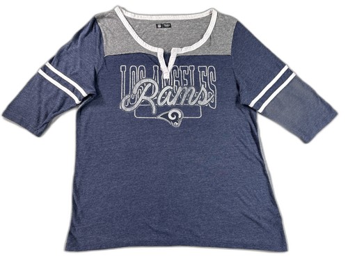 NFL Team Apparel Los Angeles Rams Neck Tee 2XL Blue Graphic Logo Polyester Women
