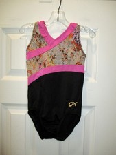 GK Elite CS Leotard Gymnastic Practice Competition Pink Black Leopard