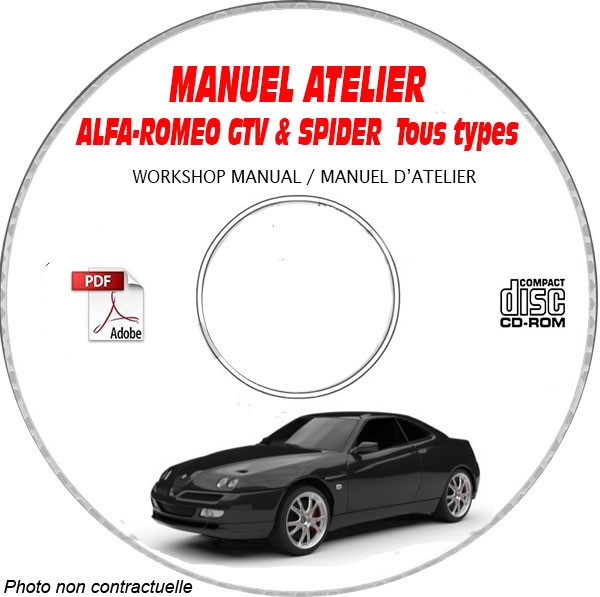 Manuel d'atelier Alfa GTV Spider sur CD-ROM pour résoudre les pannes et régler la distribution