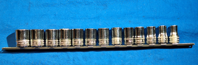 #ad old logo 1981 82 Snap On 13pc 1 2quot;dr Metric shallow 6pt socket set 24mm 12mm $225.00