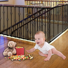 JIFTOK Baby Gate for Stairs, Banister Guard for Kids, Pets, Toys, 10Ft L X 2.6 F
