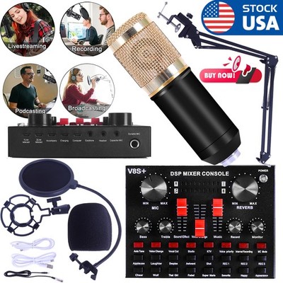 Home Studio Recording Kit Music Podcast Mixer Equipment Condenser Microphone