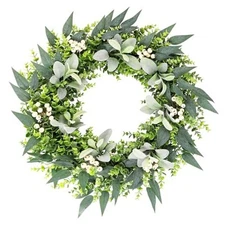 26" Eucalyptus Wreath for Front Door Artificial Large Greenery Outdoor Indoor 