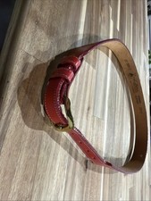 Red Leather Belt with Gold Buckle With heart Deign Size 32