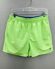 Polo Ralph Lauren Mens M Neon Green Swim Trunks Drawstring Beach Shorts Pony 5"