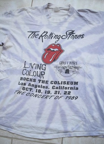 Vintage 1989 Thrashed Rolling Stones Guns N Roses Living Colour Shirt Tee L Tour - Bild 11 von 24