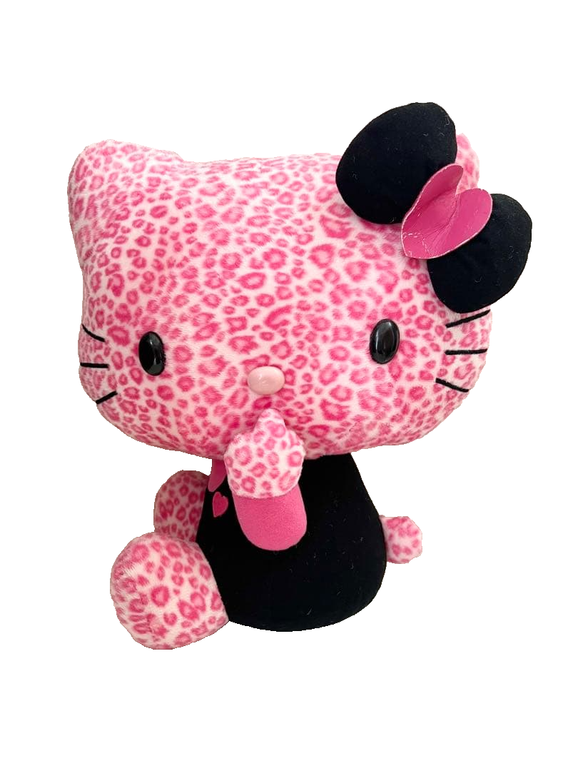 Hello Kitty Leopard Print Plush Toy 35cm Black Sanrio Character
