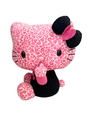 Hello Kitty Leopard Print Plush Toy 35cm Black Sanrio Character