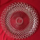 Vintage Anchor Hocking 14" Clear Glass Plate - Waterford/Waffle/Diamond Pattern
