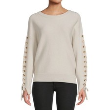 ELIE TAHARI Wool Cashmere msrp 295 Lace Up Grommet Sleeve Sweater Size M