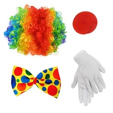 4 Pieces Clown Hairpiece and Nose Set Funny Clown Costume Kit Vivid for Carnival