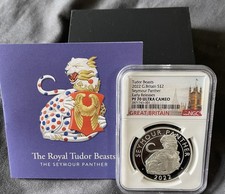 2022 GREAT BRITAIN 1OZ SILVER PROOF NGC PF70 QUEENS TUDOR BEASTS SEYMOUR PANTHER