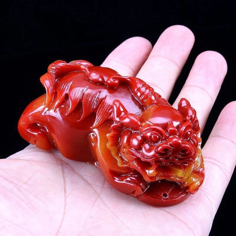 红色寿山石主中国风雕像、雕像| eBay