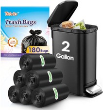 2 Gallon 180 Counts Small Strong Black Trash Bags Garbage Bags by Teivio,Small