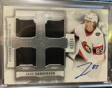 22-23 The Cup Hockey Foundations Quad Jersey Rookie Auto Jake Sanderson 2/15