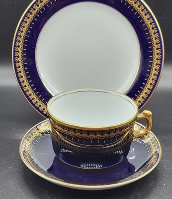 Romanov Kobaltblau Trio - Teetasse, Untertasse und Beilagenteller