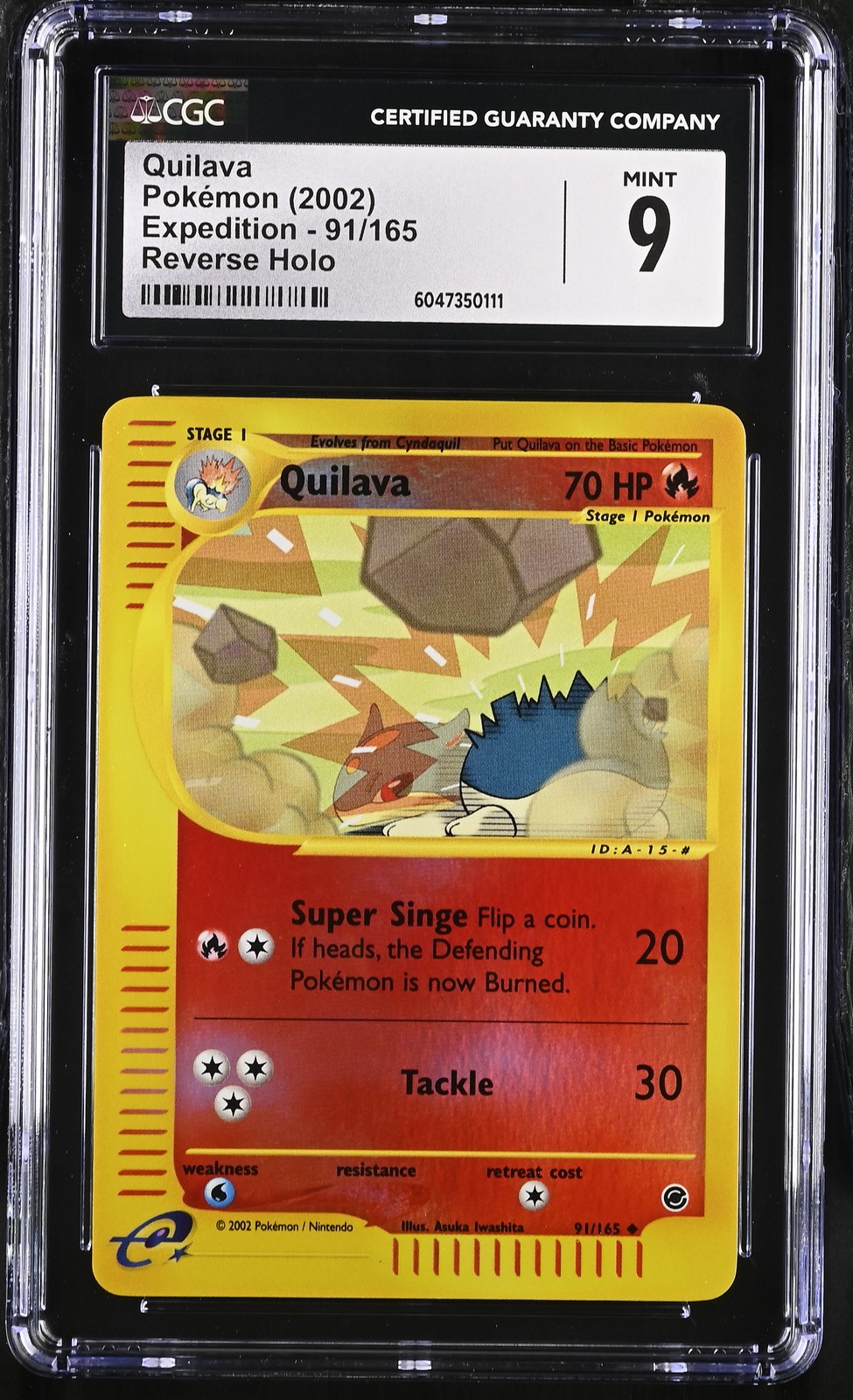 CGC 9 MINT Quilava 2002 Expedition 91/165 Reverse Holo Pokemon Card psa