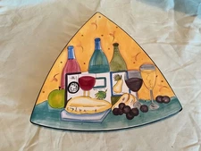 Yes Please wine and cheese platter / tray / ceramic dish Triangular Shape