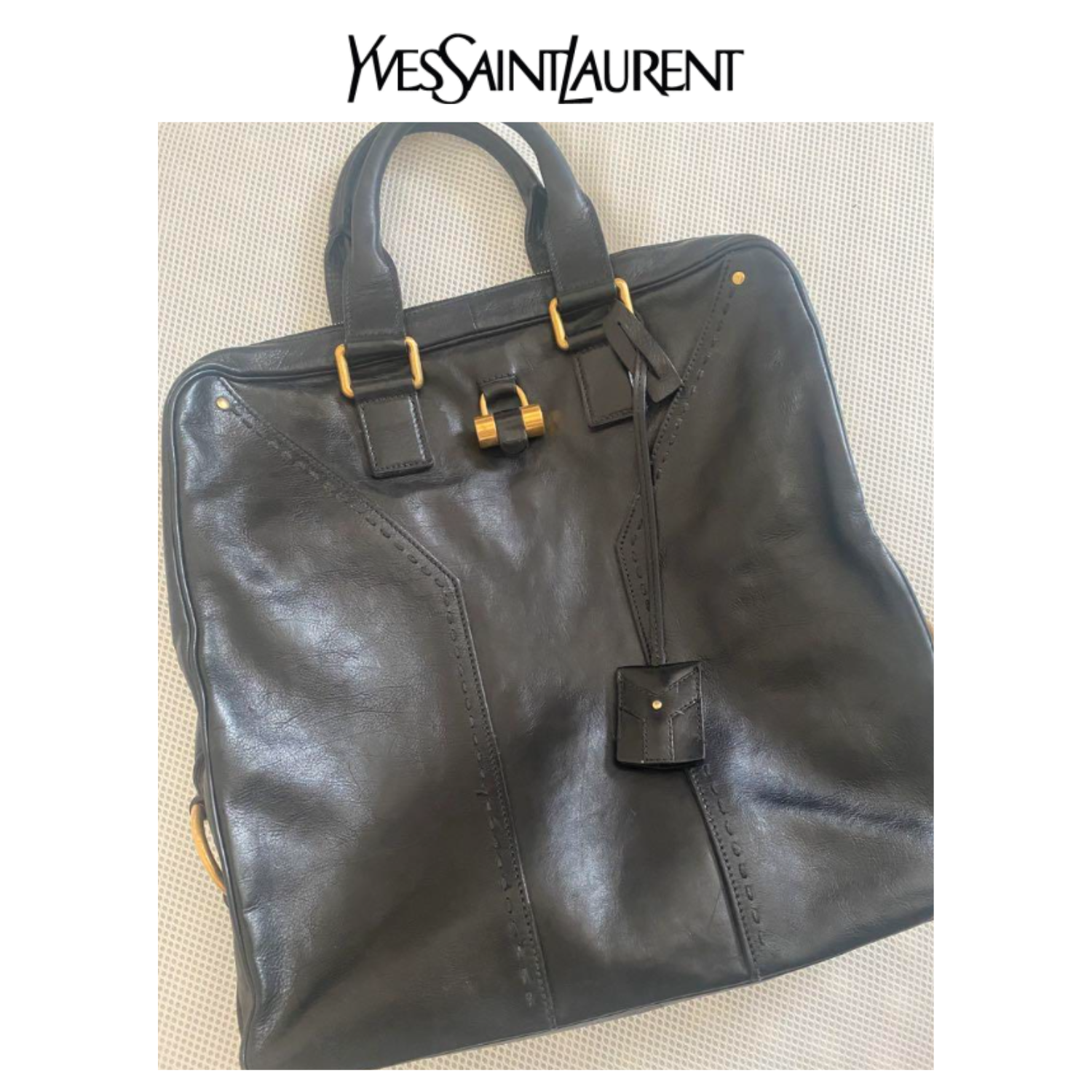 Borsa a mano Yves Saint Laurent Rive Gauche vintage in pelle nera unisex