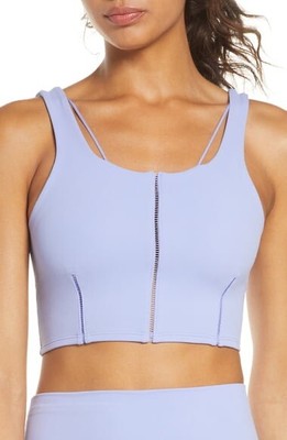 nike yoga luxe crop top in blue grey
