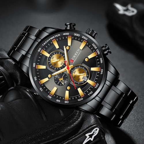 CURREN Reloj de pulsera analógico de cuarzo con fecha de acero inoxidable para hombre - Imagen 9 de 15
