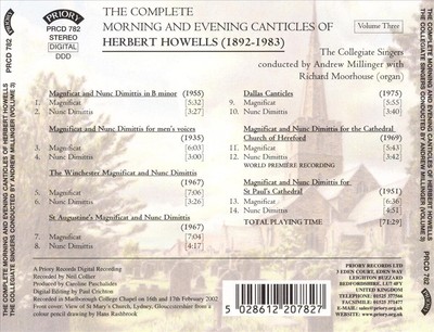 THE COMPLETE MORNING AND EVENING CANTICLES OF HERBERT HOWELLS, VOL. 3 NEW CD