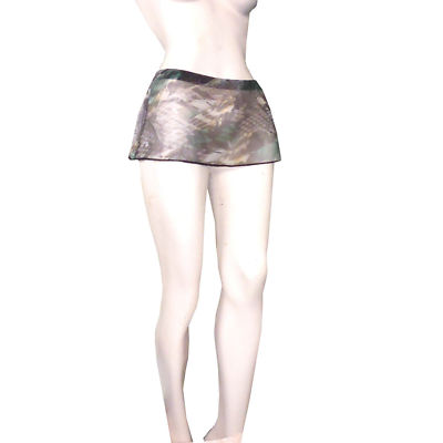WOMENS PRINTED MESH 8 INCH A-LINE SKIRT MICRO MINI SIZE 4 to