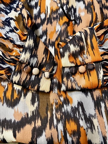LK BENNETT ‘Agnes’ Burnt Orange, Black, Ivory Silk Blouse UK12 BNWOT Immaculate - Picture 6 of 8