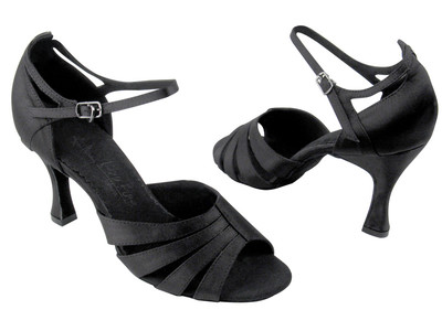 Latin Salsa Very Fine Ballroom Competitive Dance Shoes SERA1680 Black Satin