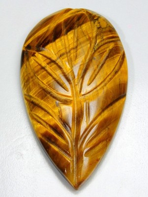 68 CT 100% NATURAL GOLDEN FIRE TIGER EYE CARVED PEAR CABOCHON GEMSTONE C348