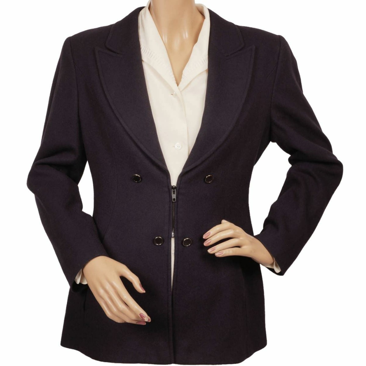 Vintage 1990s State of Claude Montana Navy Blue Wool Jacket Vintage 1990s State of Claude Montana Navy Blue Wool Jacket