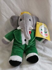 VTG Gund Babar Elephant King Plush 1991 Green Suit Crown 7  Original Tag