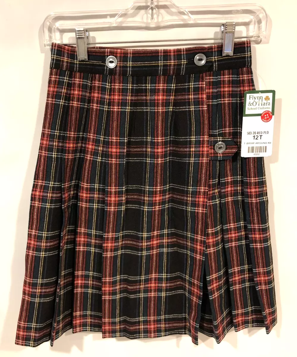 Green black red plaid clearance skirt