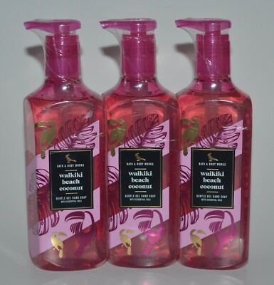 3 BATH & BODY WORKS WAIKIKI BEACH COCONUT GENTLE GEL HAND SOAP WASH DRAGONFRUIT