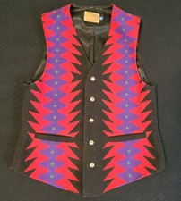 Vtg Pendleton Vest 40 High Grade Western Wear Cowboy Aztec Black Purple Red USA